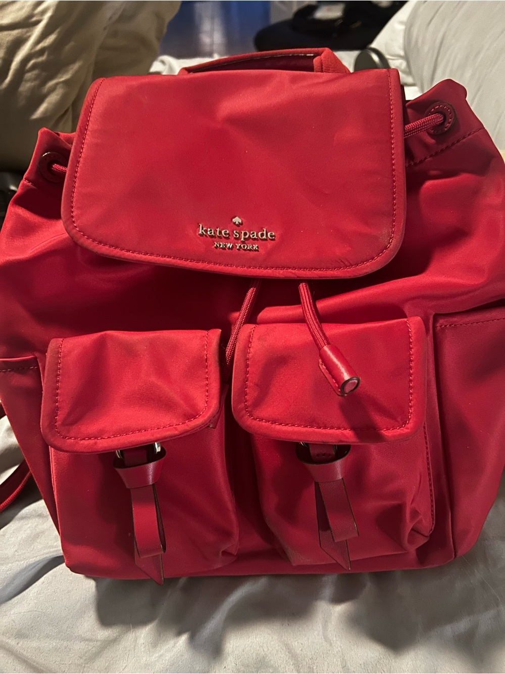 Kate Spade Red Nylon Backpack - Women's Fashion Bag